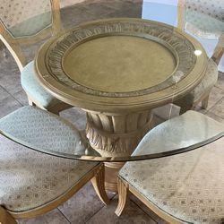 Glass Wooden Table Seats 4 