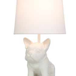 White Frenchie Lamp