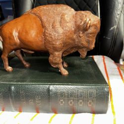 Hand Carved Wooden Buffalo 