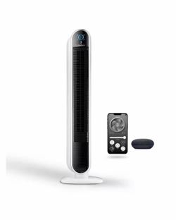 40 in. 5 Speed Smart Tower Fan in White, Powered by Aria, Wi-Fi, Voice Controlled, Works with Alexa, Google Assistant