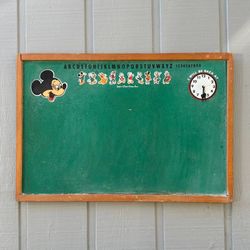 Vintage Mickey Mouse Double Side Chalk Board Alphabet And Clock