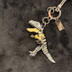 Coach HTF Gunmetal Glitter Rexy Dinosaur Adjustable Jaw, Arms & Legs Bag Charm