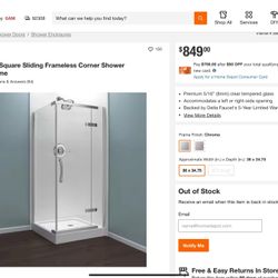 Delta corner shower door and walls only this two items retail price this two new items $1200 wt tax here only $950 no tax the base you have to order o
