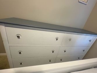 White and grey 6 drawer solid wood desser