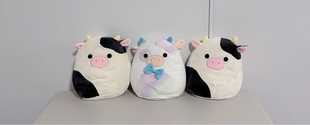 Medium Cow Squishmallow Set (2x Connor & Belozi) - Like New!