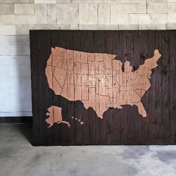 United States Map On Wood