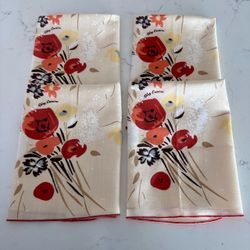 Set of 4 Vintage Oleg Cassini Cloth floral napkins fall colors are bright