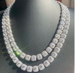 Iced-Out Cushion-Cut Tennis Necklace 20 inch