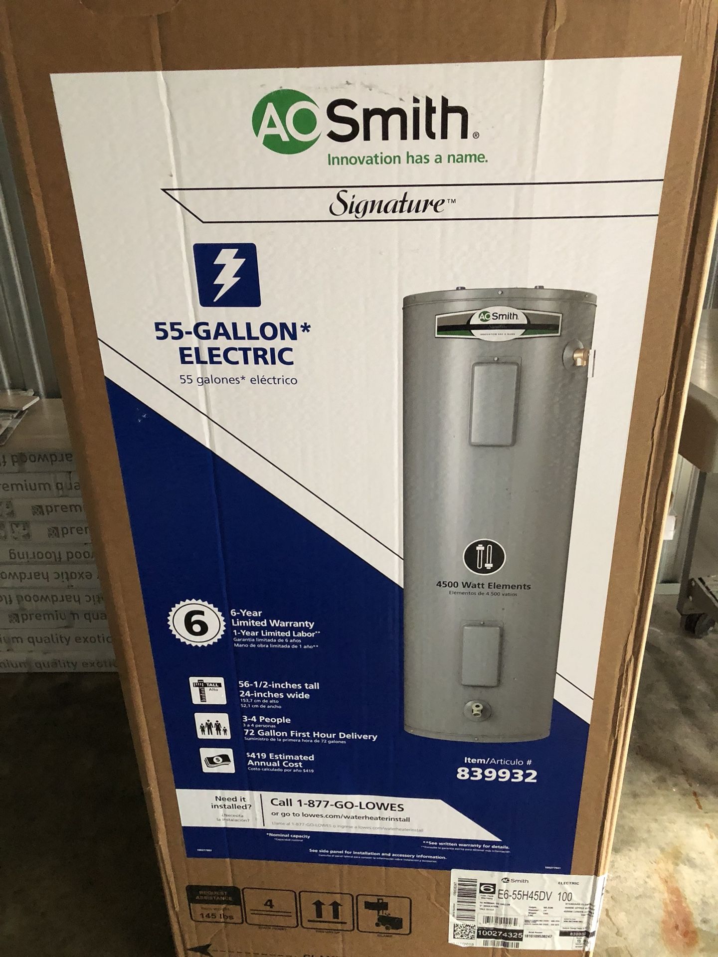 Smith 55 gallon water heater