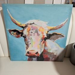 Colorful Cow Canvas Wall Art