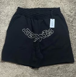 Black Sp5der Shorts – White Logo-size large