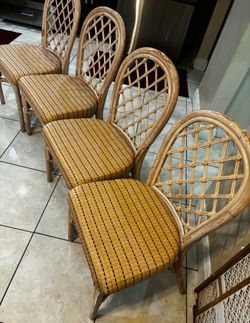 4 Vintage Wicker Rattan Chairs