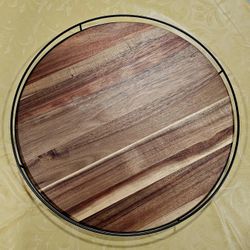 Great condition, Heavy Duty wooden lazy susan with metal frame.