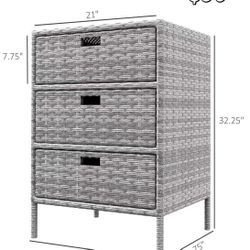 😀 Outsunny Outdoor Towel Cabinet, PE Rattan Pool Storage Organizer, Freestanding Outdoor Towel Rack for Pool with 3 Drawers 