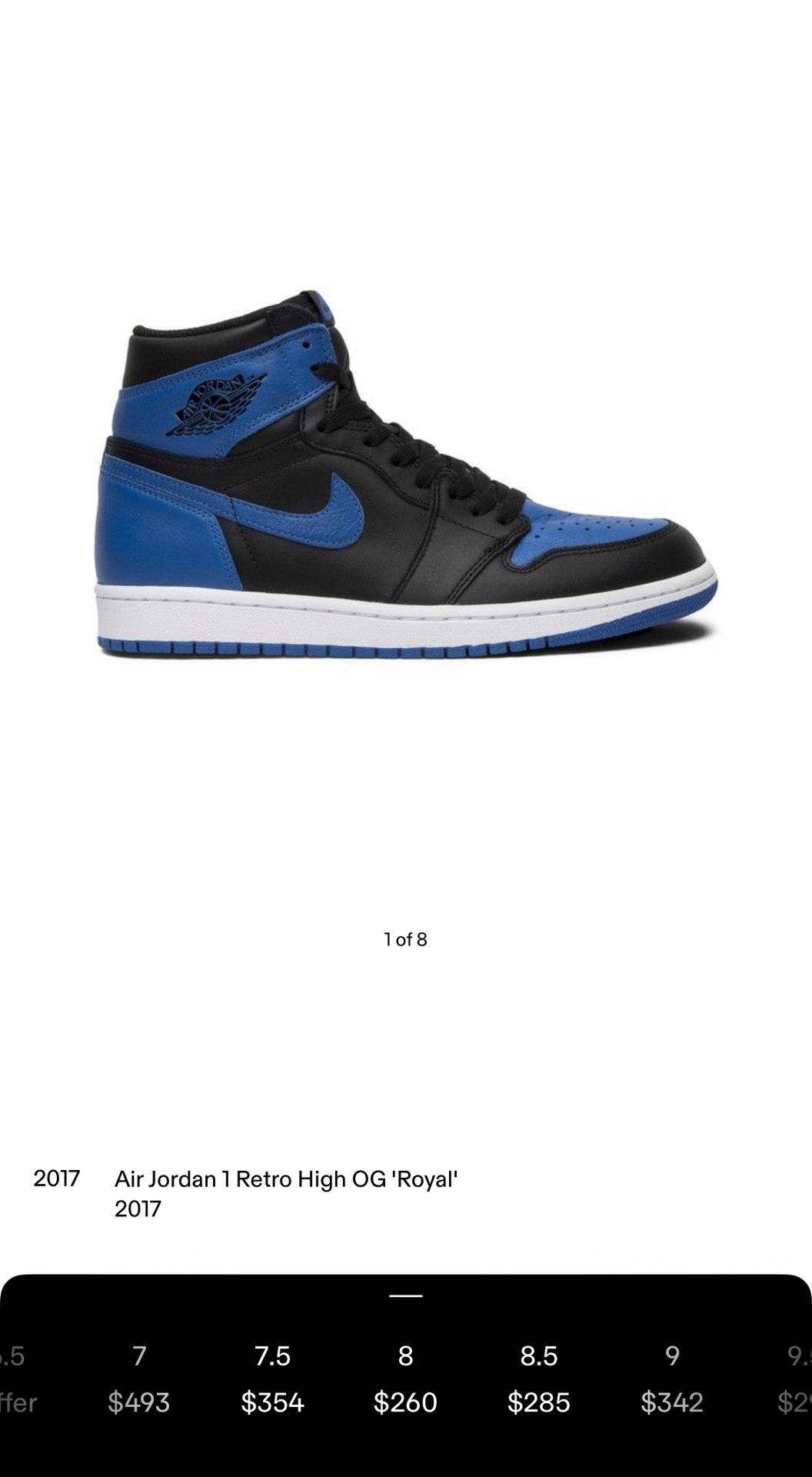 Mens Jordan 1 Retro High OG Size 8