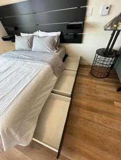 IKEA NORDLI bed with head board and storage drawers