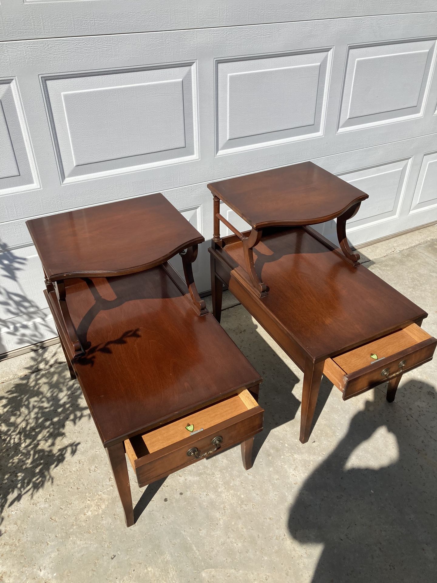 Vintage, solid, mahogany, end, tables