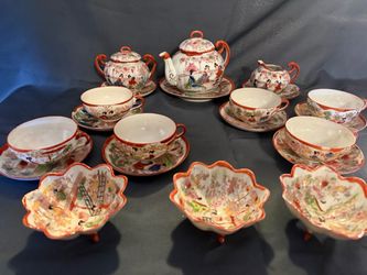 Vintage Japanese Hand-Painted Geisha Girl Porcelain Tea Set
