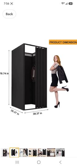 Portable Fitting Room, Privacy Dressing Room No Drilling, Black