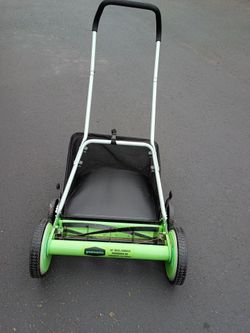 Lawn Mower Greenworks 18” Reel Mower Adjustable Mowing Height Manual Reel Mower, Push Lawn Mower