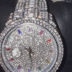 AJ Blinged Out Silver Tone Watch