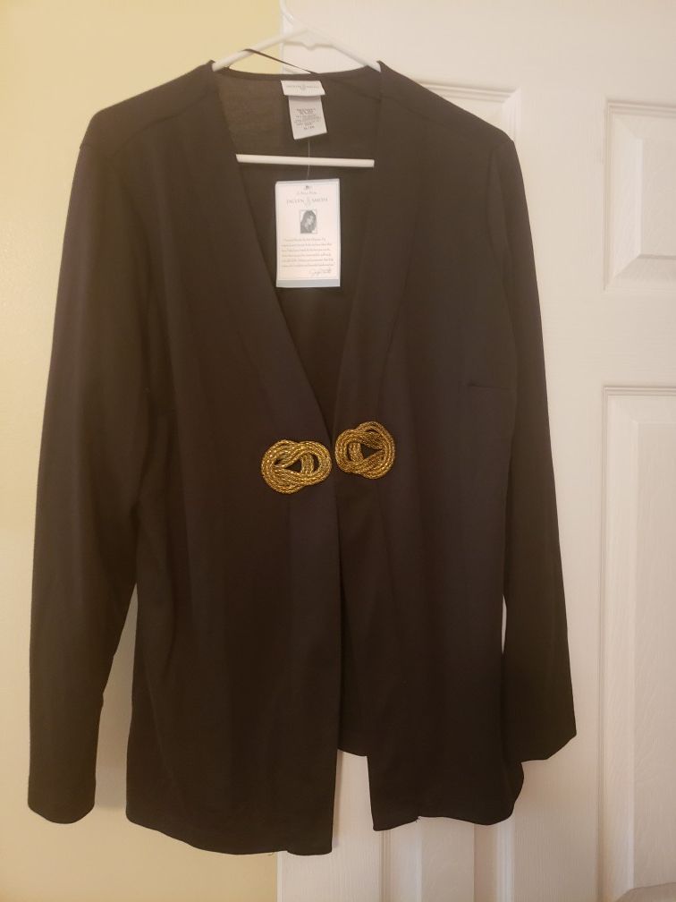 Jaclyn Smith Holiday Black Open Front Blazer Jacket Women's Size XL