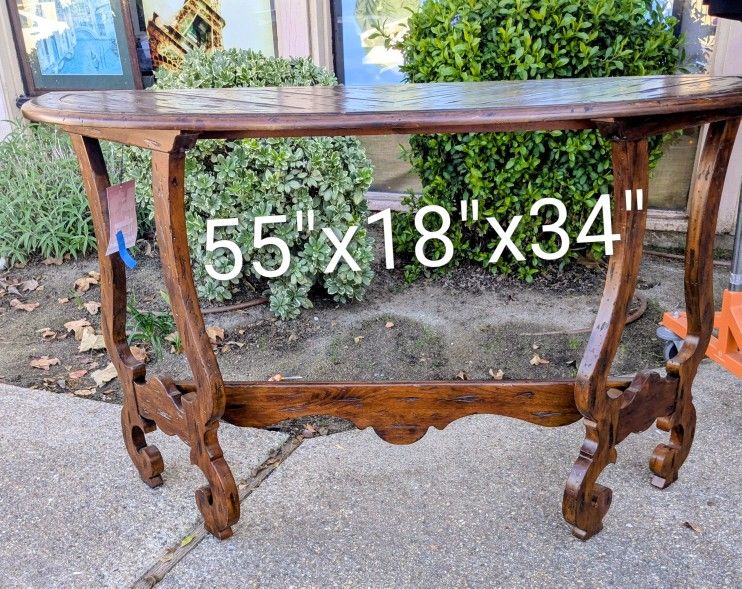 Distressed Wood Console Table 1/2 Round