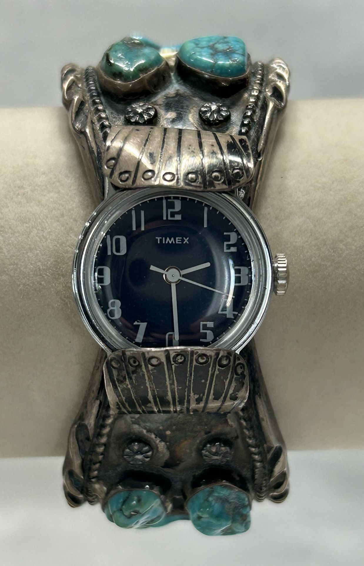 Vintage Sterling Silver And Turquoise Cuff Watch