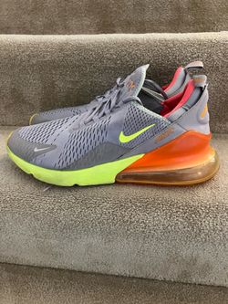 NIKE AIR MAX 270 MENS SIZE 13 GREY VOLT ORANGE AH8050-012 SNEAKERS