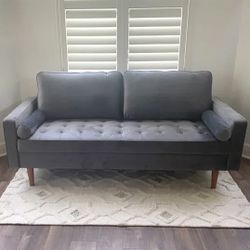 New 70in Gray Velvet Sofa