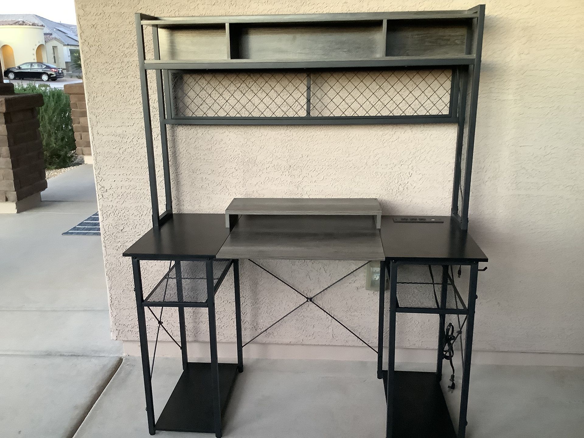 Reversible Workstation Desk With Pegboard