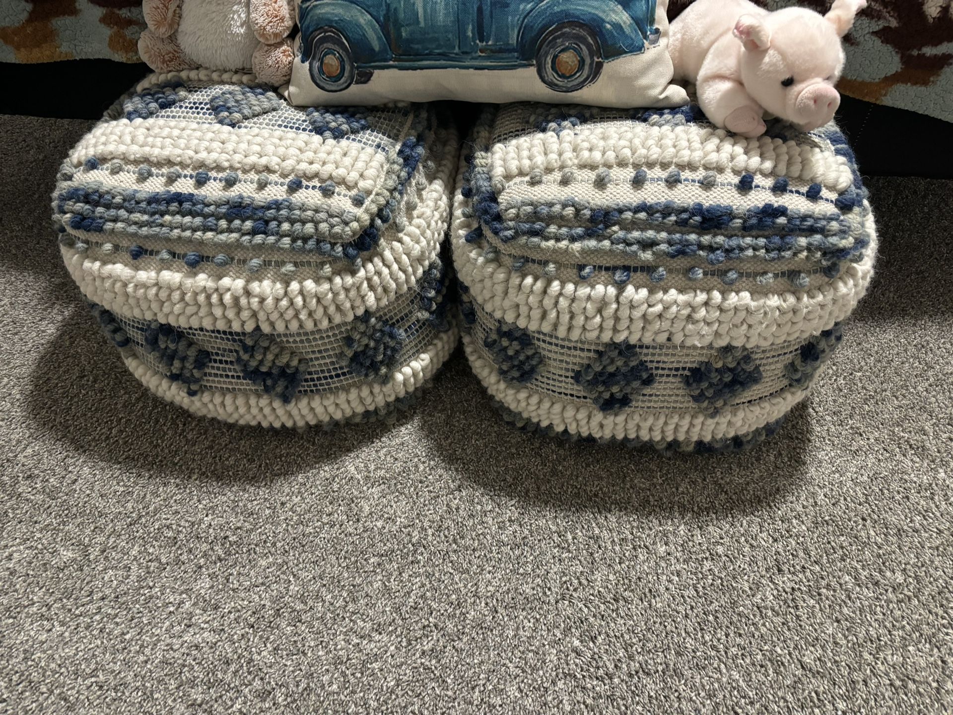 Two Matching Ottomans 