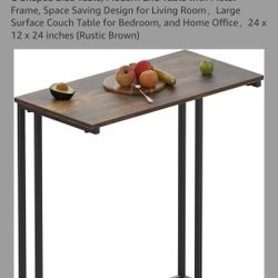 C-Shaped Side Table, Modern End Table with Metal Frame, Space Saving Design for Living Room，Large Surface Couch Table for Bedroom, and Home Office，24 