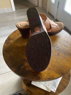 Light brown wedge sandals