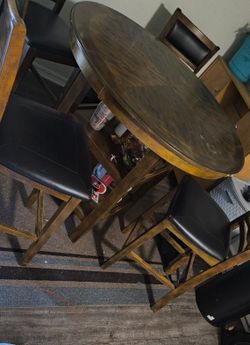 Dark Brown Round Table With 4 Chairs