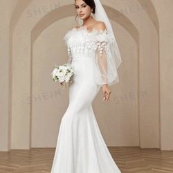 White Beautiful Wedding Dress Size Medium 