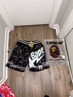 Black and white camo Bape shorts