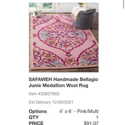 4x6 pink design wool rug