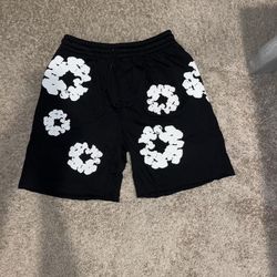 Black Denim Tear Shorts