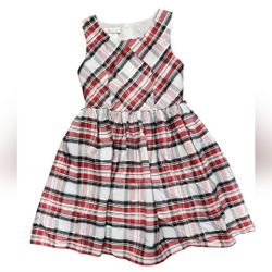 Bonnie Jean Size 12 Red Black White Plaid Sleeveless Dress No Belt