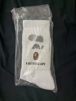 White bape socks with Grey bape face