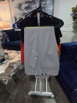 Men's Black and White Houndstooth Slim Fit Pants