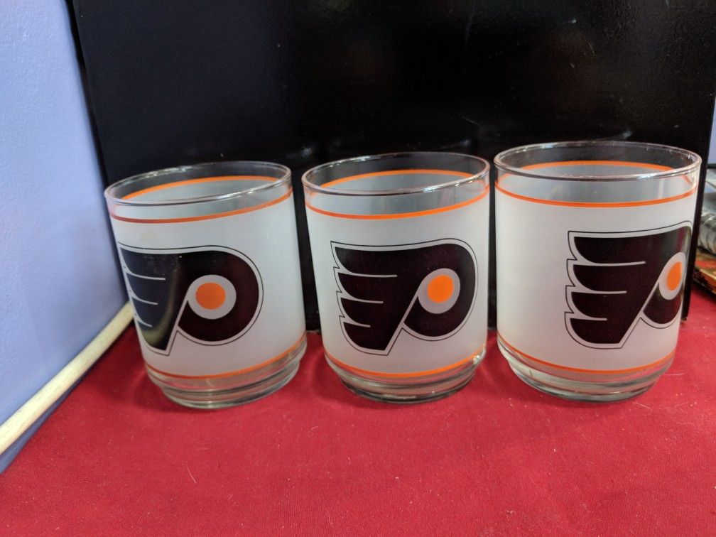 Set of 6 Philadelphia Flyers Vintage Low Ball Glasses