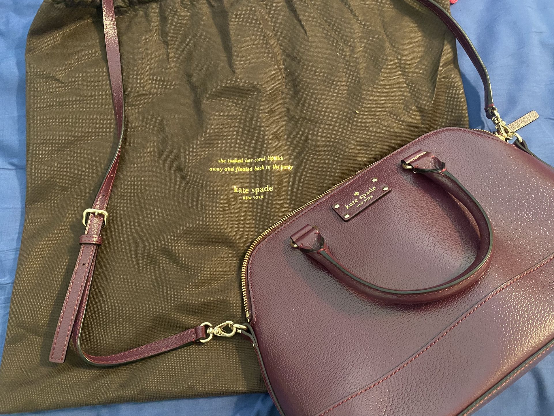 Kate Spade Burgundy Zipper Satchel Bag
