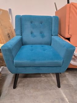Teal Velvet Tufted Accent Armchair