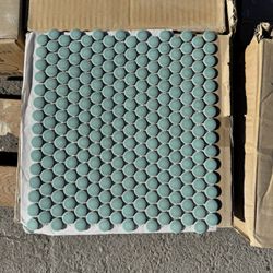 Vintage 3/4” Round Mosaic Tile – Aqua / Mint Green – BPR-3060