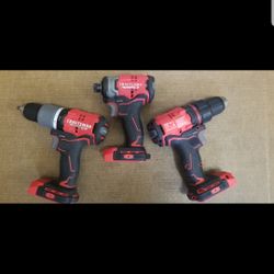 New Craftsman 20v Max Brushless RP, Cordless Tools ¼" Impact Driver, ½" Keyless Drill/Driver, & ½" Keyless Hammer Drill/Driver
