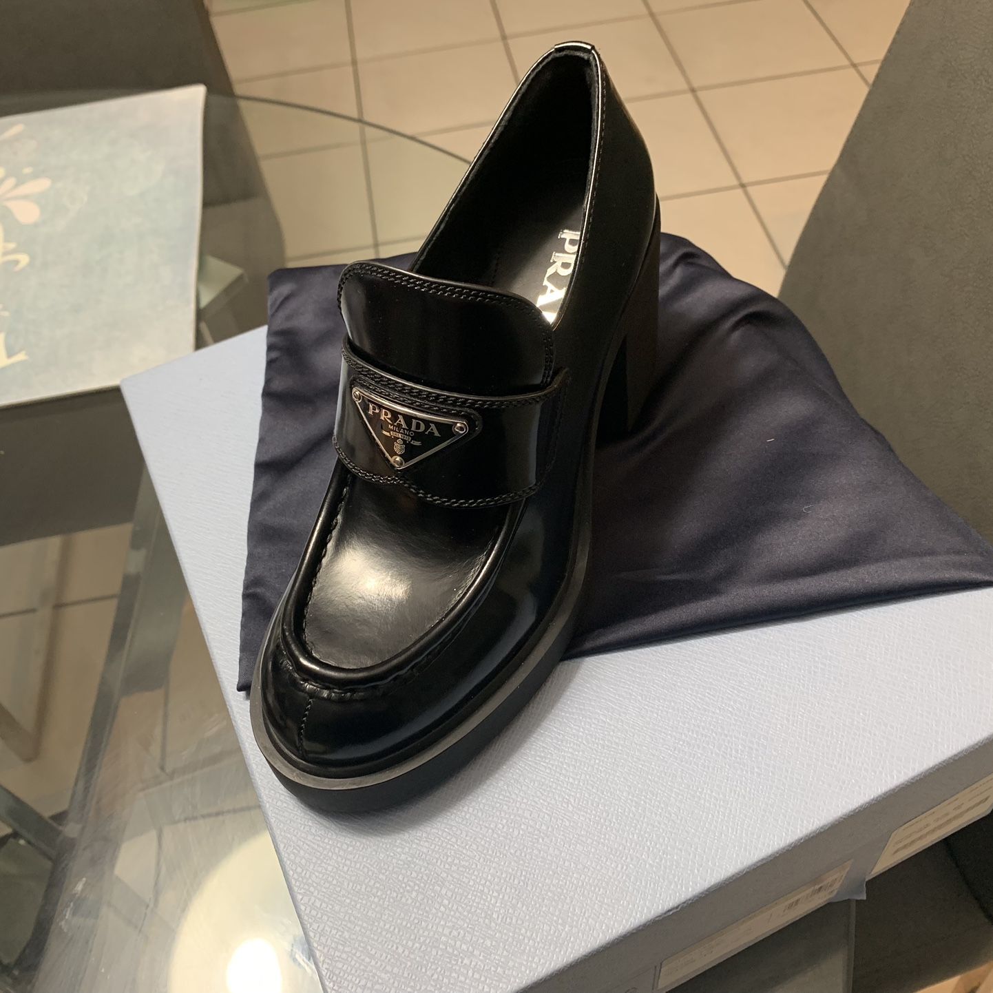 Prada Chocolate Flow Heeled Loafers for Sale in Miami, FL - OfferUp