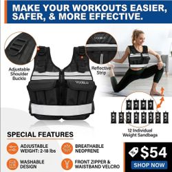 VGOBLO Adjustable Weighted Vest 2-18 lbs