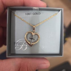 10K Gold Cross and Heart Combination. Brand New Christmas Present